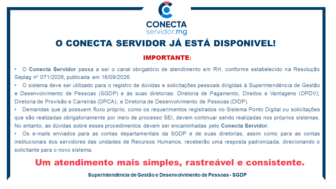 COMUNICADO - 05/10/2026: CONECTA SERVIDOR - Novo sistema de atendimento para a área de Recursos Humanos