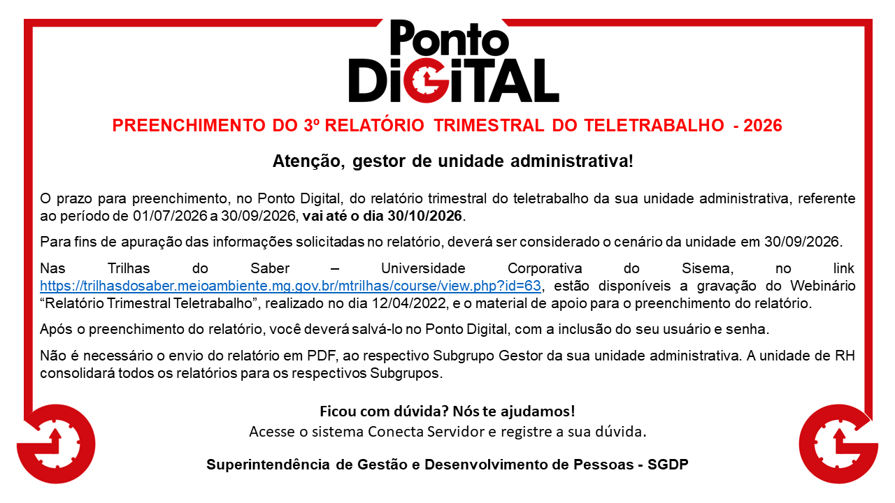 Preenchimento do 3º Relatório Trimestral do Teletrabalho - 2025